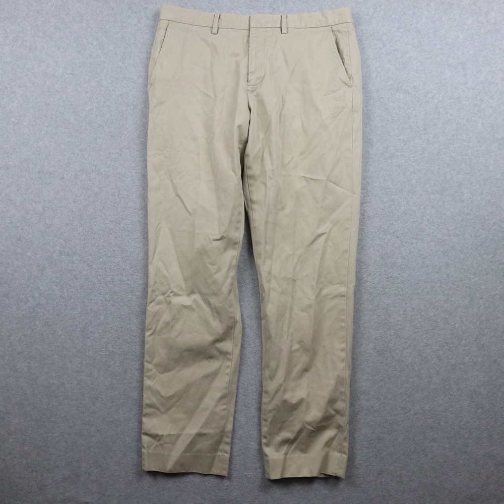 J Crew Pants Mens 34x32 Bowery Slim Fit Chino Business Casual Flat Front Beige